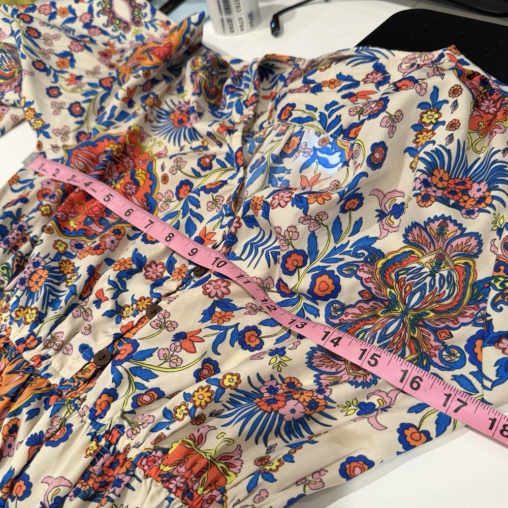 BOEMO Anthropologie Maxi Dress Bohemian Cottagecore Floral Paisley Size Large - Picture 8 of 12